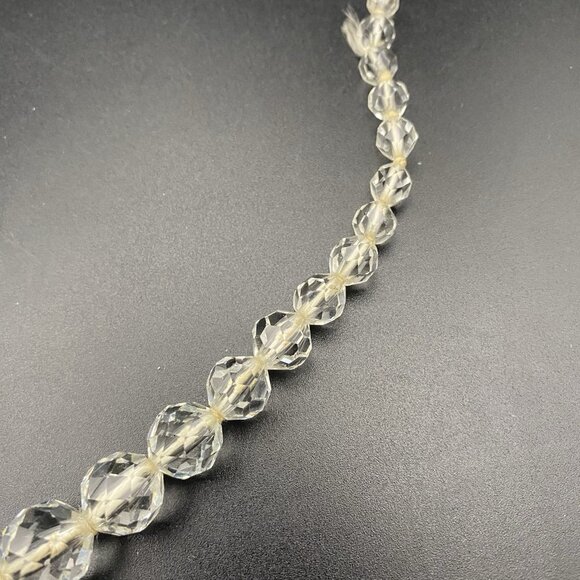 Vtg Necklace Faceted Crystals Graduated Beads 20" Hand Knotted 20" Cord Barrel - Picture 4 of 12